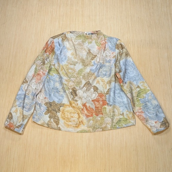 Zara Tops - Zara‎ Blouse Floral Silky Pastel Feminine Elegant Cottage Retro Top Women's XL